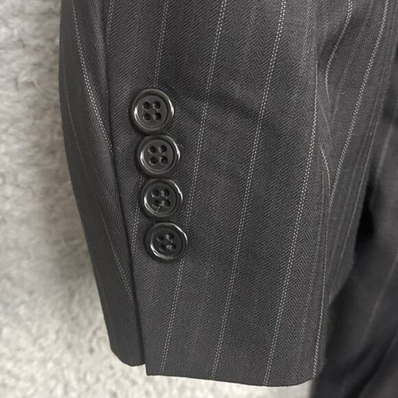 Hart Schaffner Marx Men's Wool Suit Jacket Black Pinstripe Professional Sz 50 - Picture 7 of 11